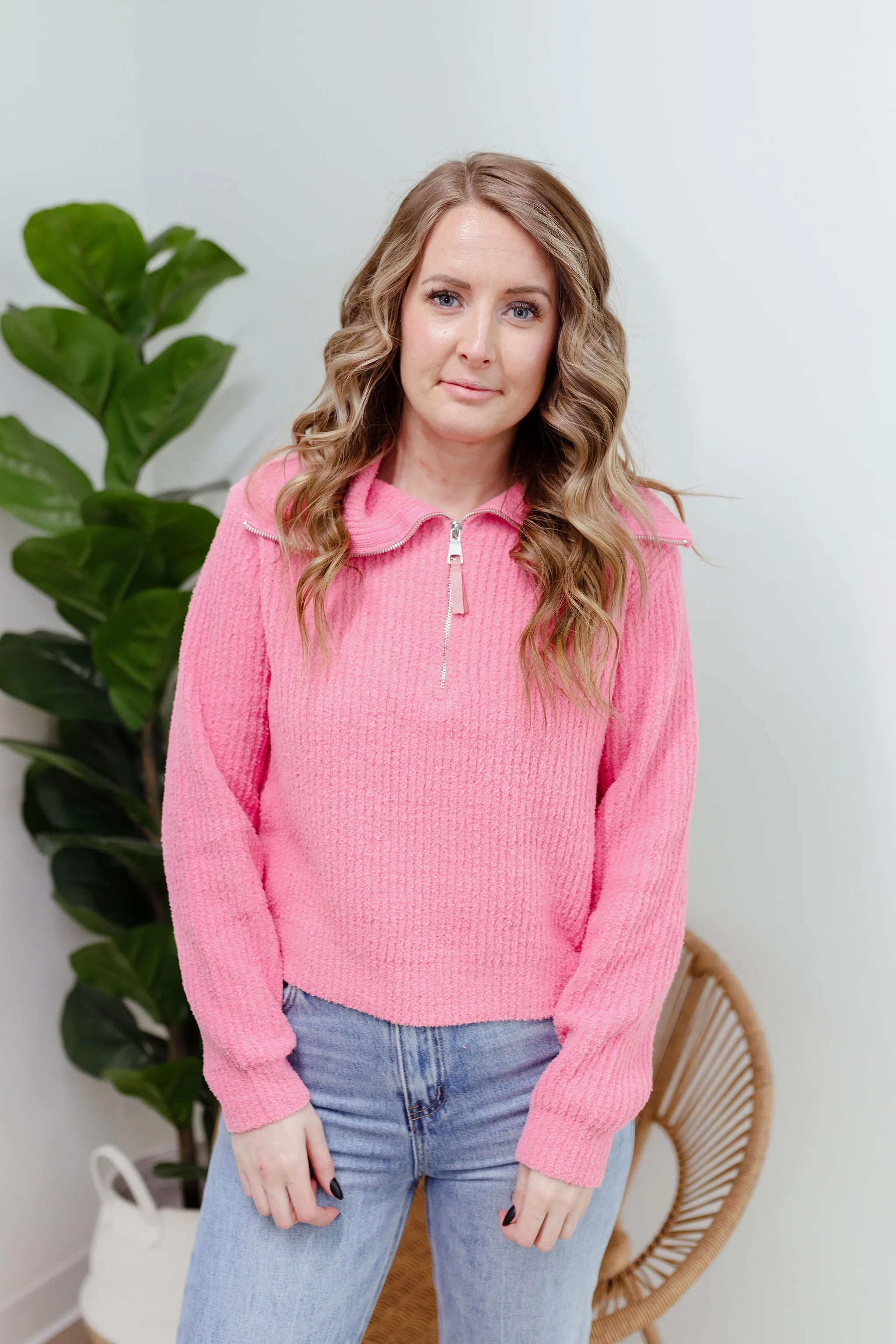 Lavish Quarter Zip - Pink