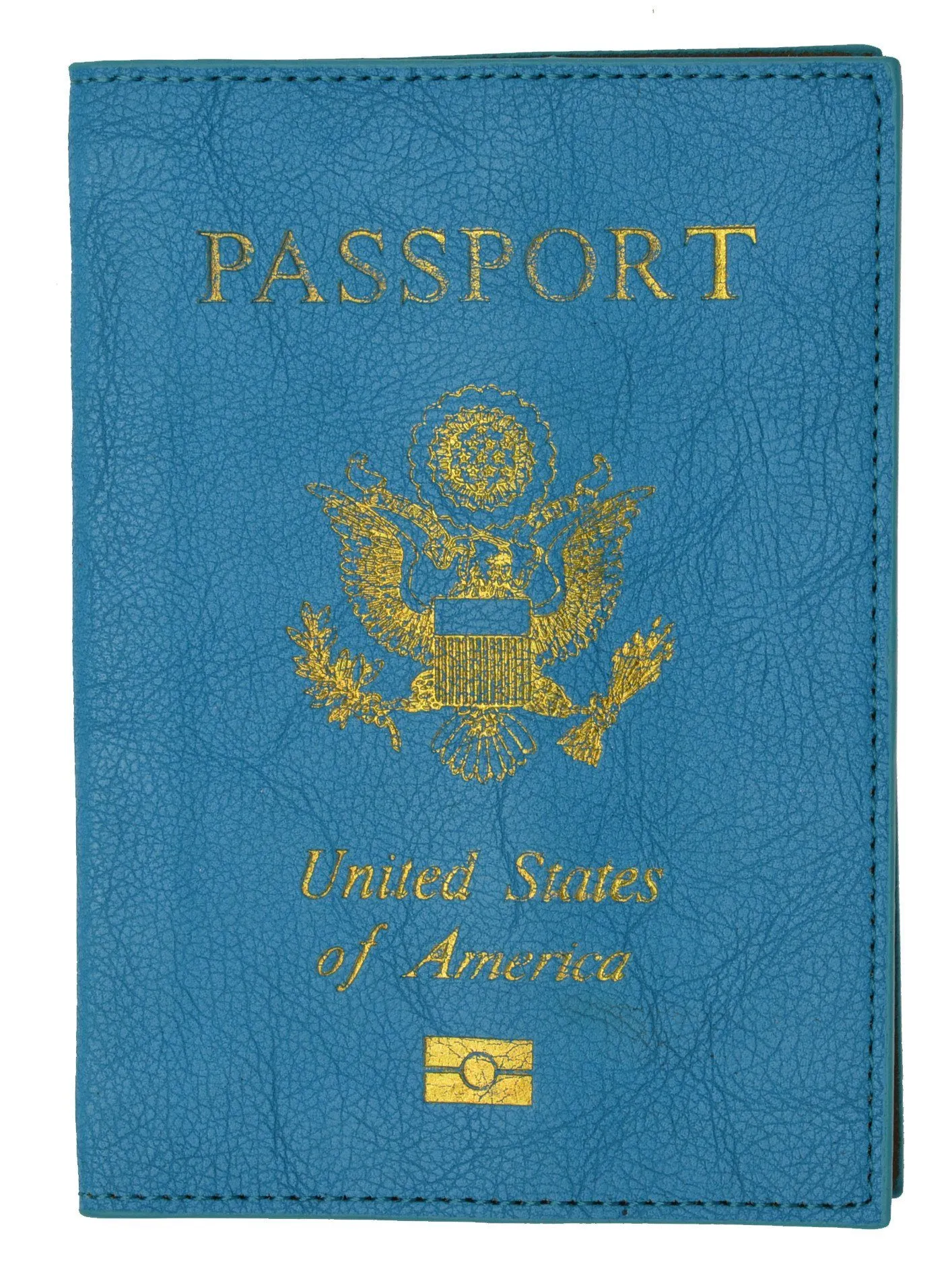 Leather USA Logo Passport Holder - Turquoise