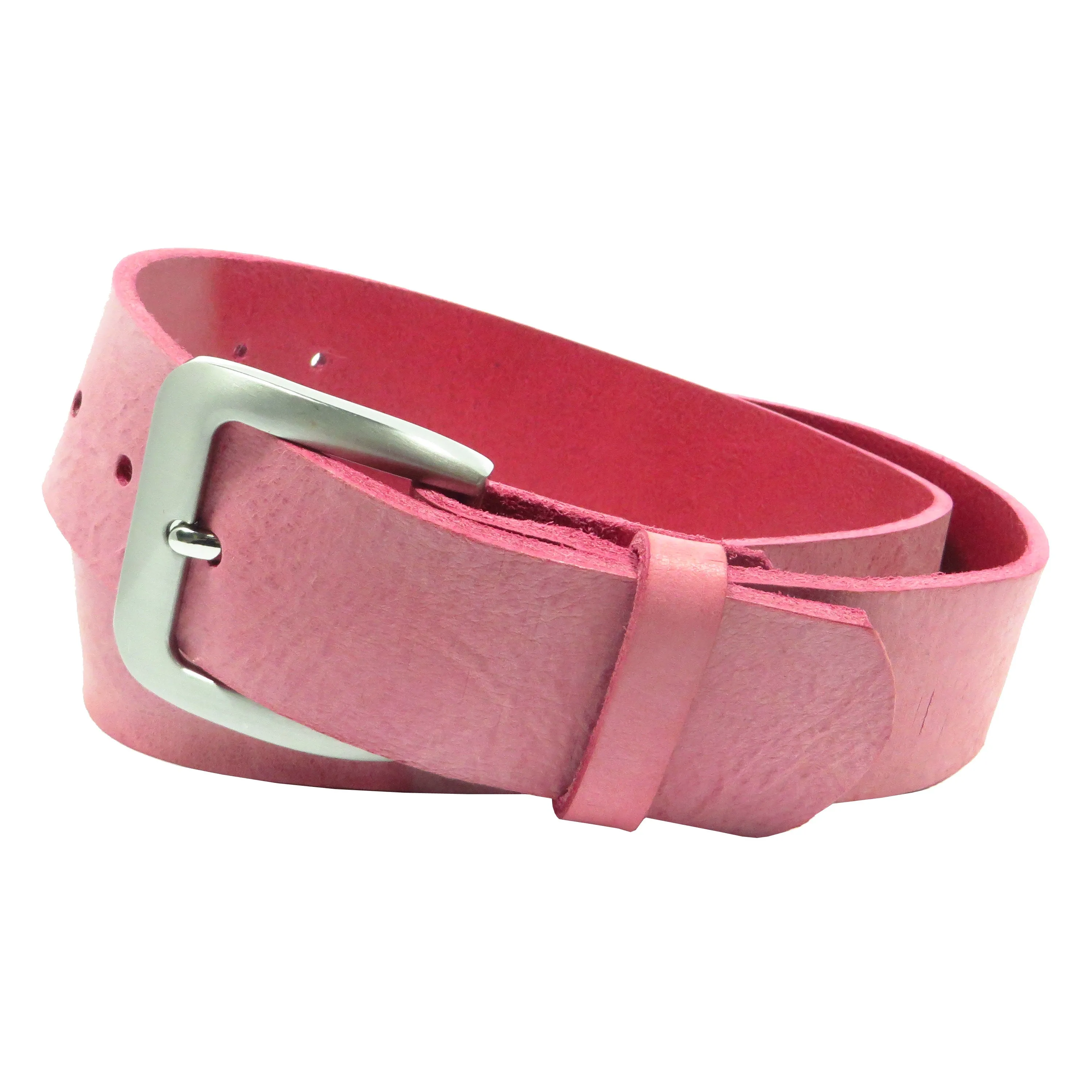 Ledergürtel 4 cm breit pink Rindsleder