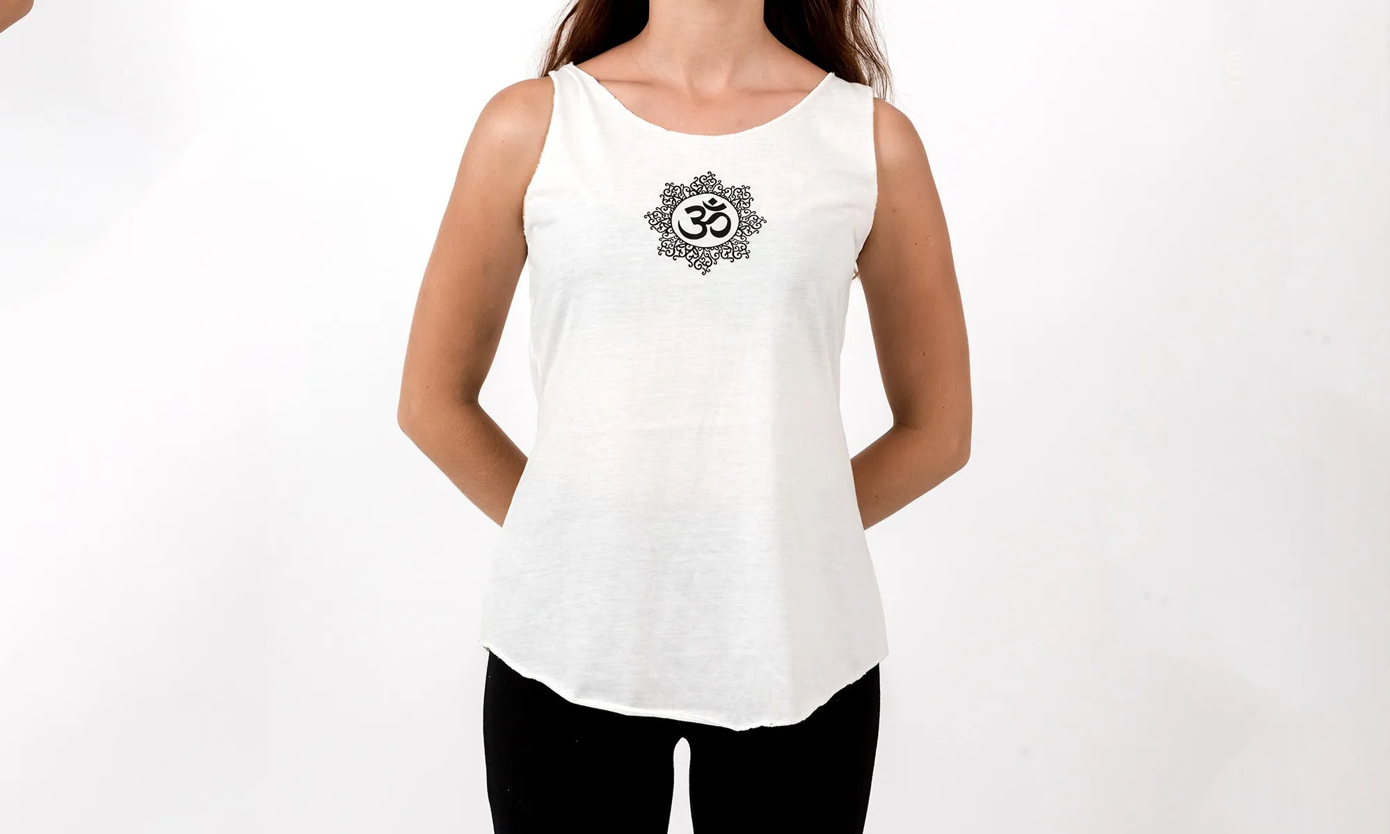 Loose Soft Vintage Style Women's Tank Tops Om White