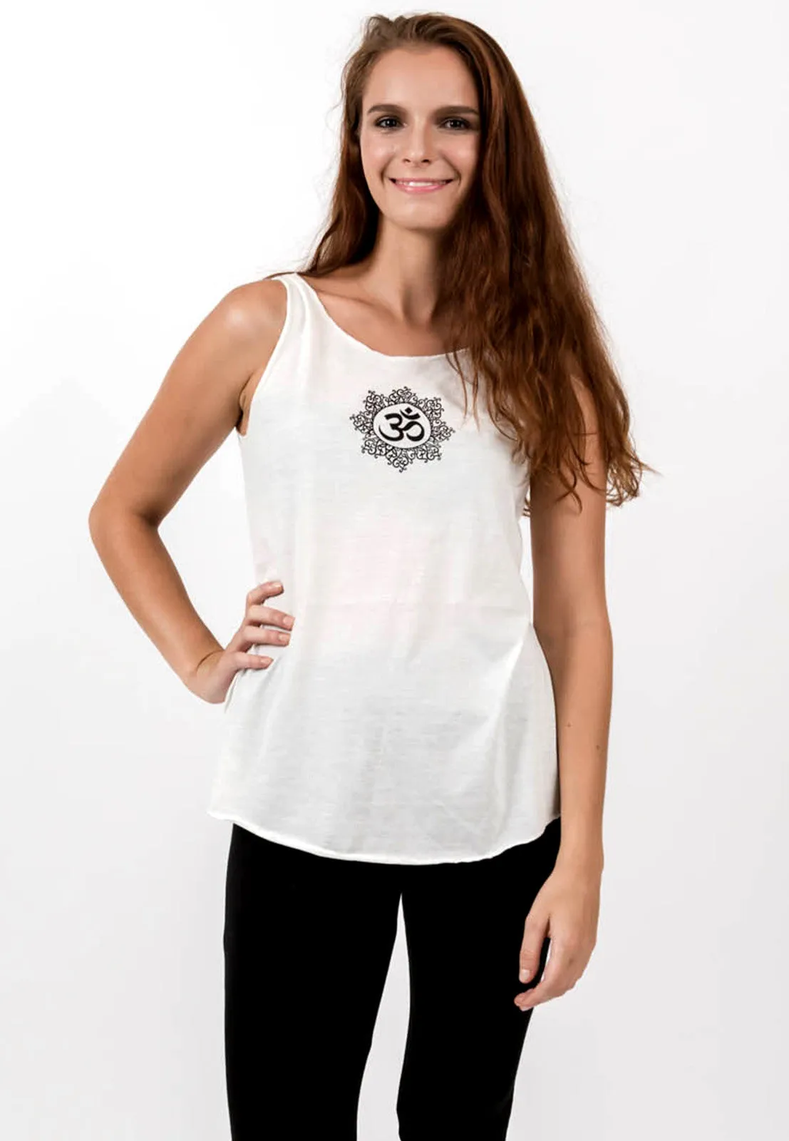 Loose Soft Vintage Style Women's Tank Tops Om White