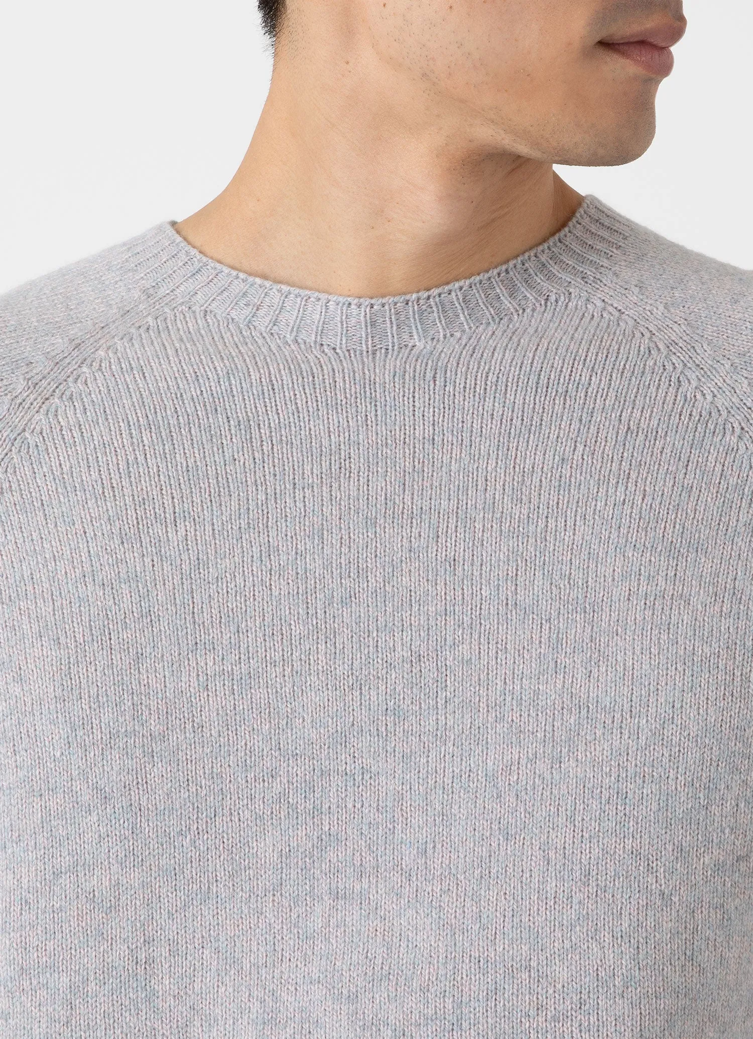 Men's Lambswool Crew Neck Jumper in Pink Smoke Twist