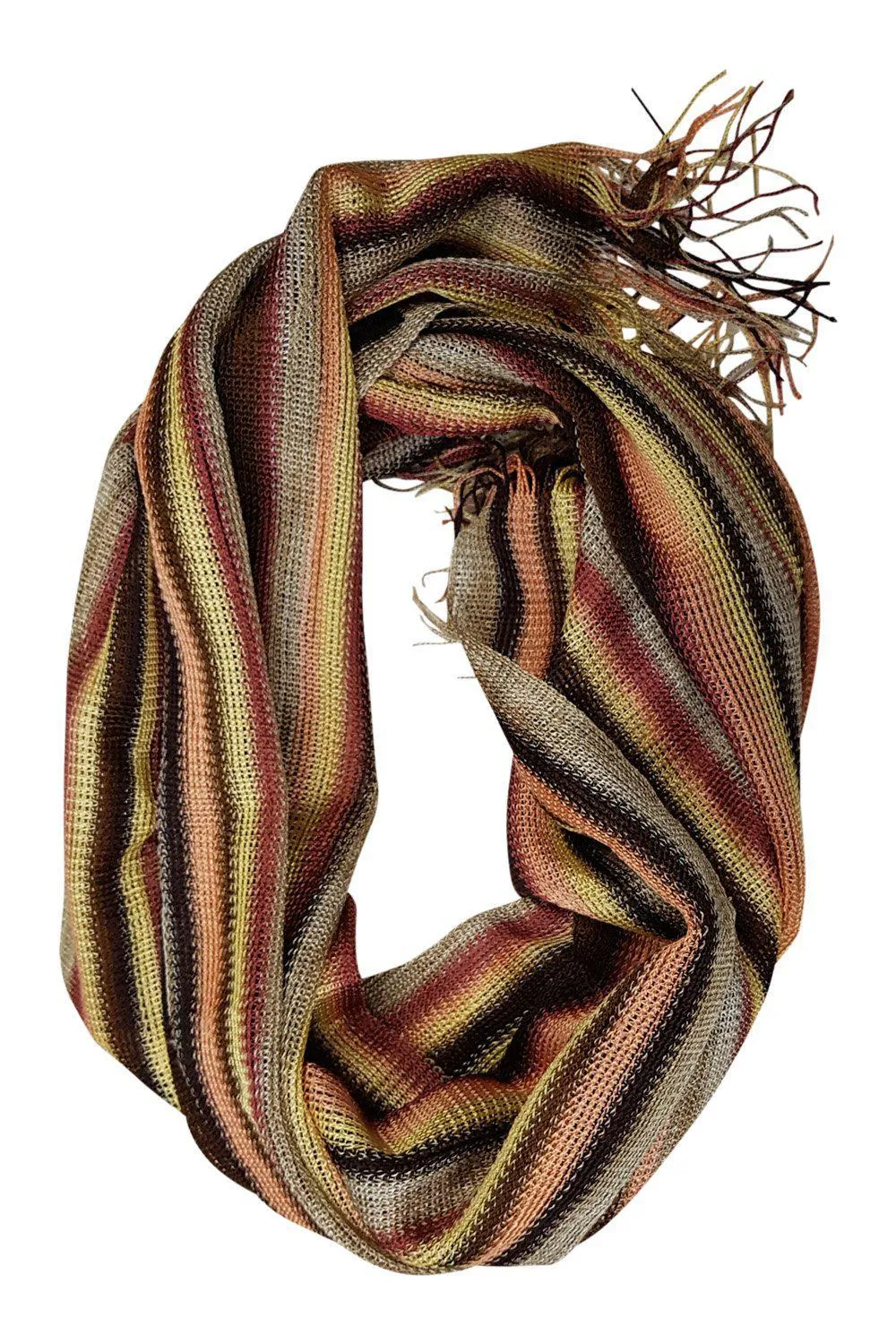 MISSONI Orange Label Pink Brown Yellow Striped Scarf (70")