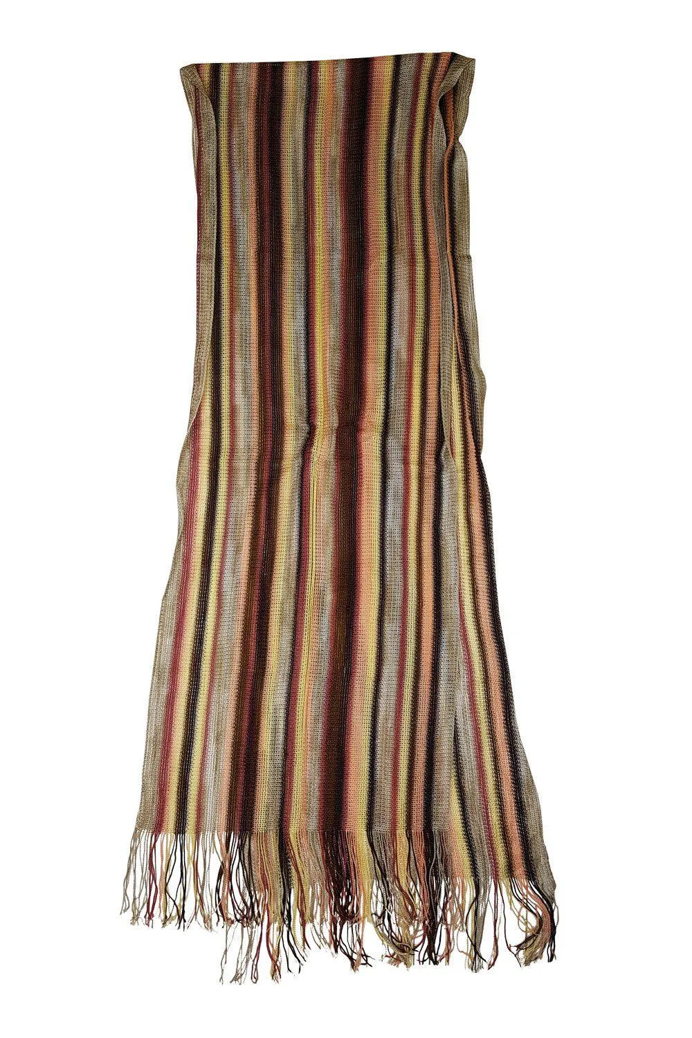 MISSONI Orange Label Pink Brown Yellow Striped Scarf (70")