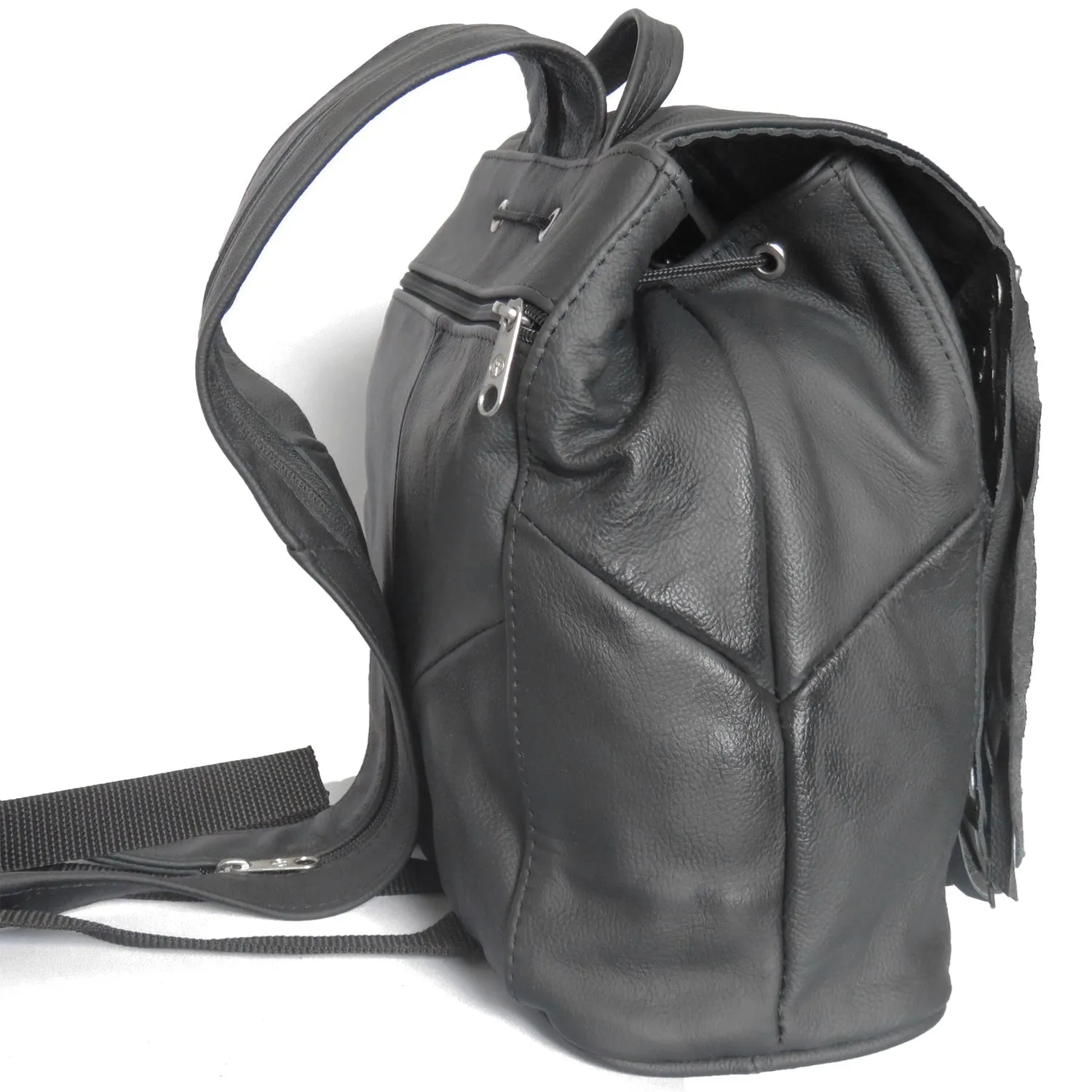 More Space. Better Utility. Black Leather Backpack