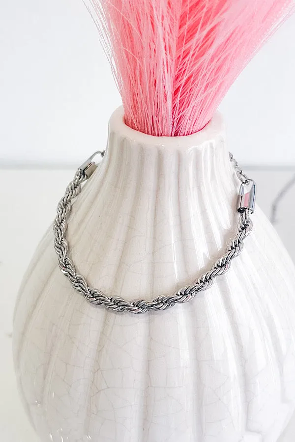 Natural Elements Rope Chain Silver Bracelet