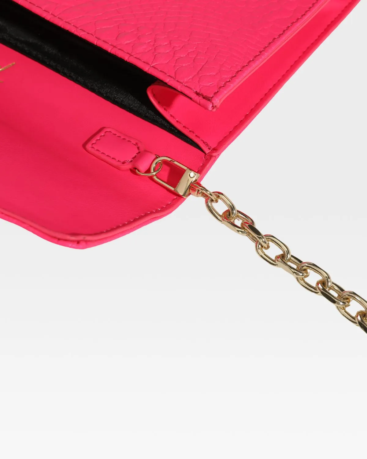 Neon Pink Apollo 2 Faux Crocodile Skin Clutch Shoulder Bag