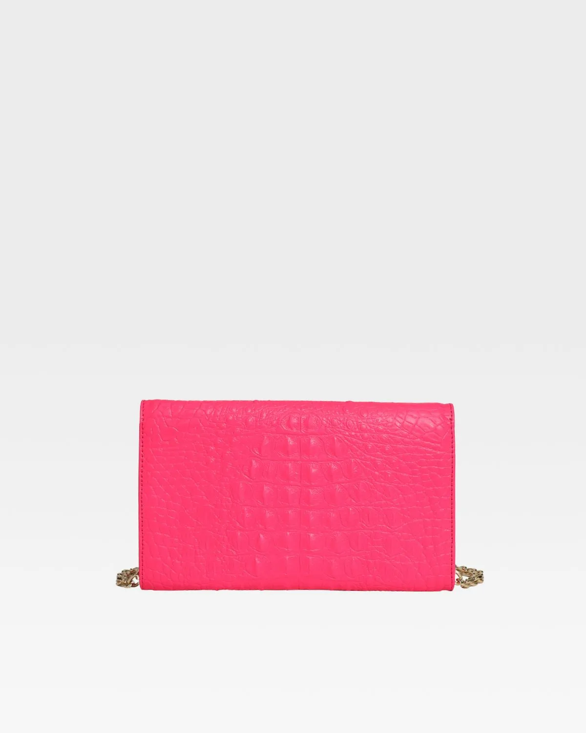 Neon Pink Apollo 2 Faux Crocodile Skin Clutch Shoulder Bag