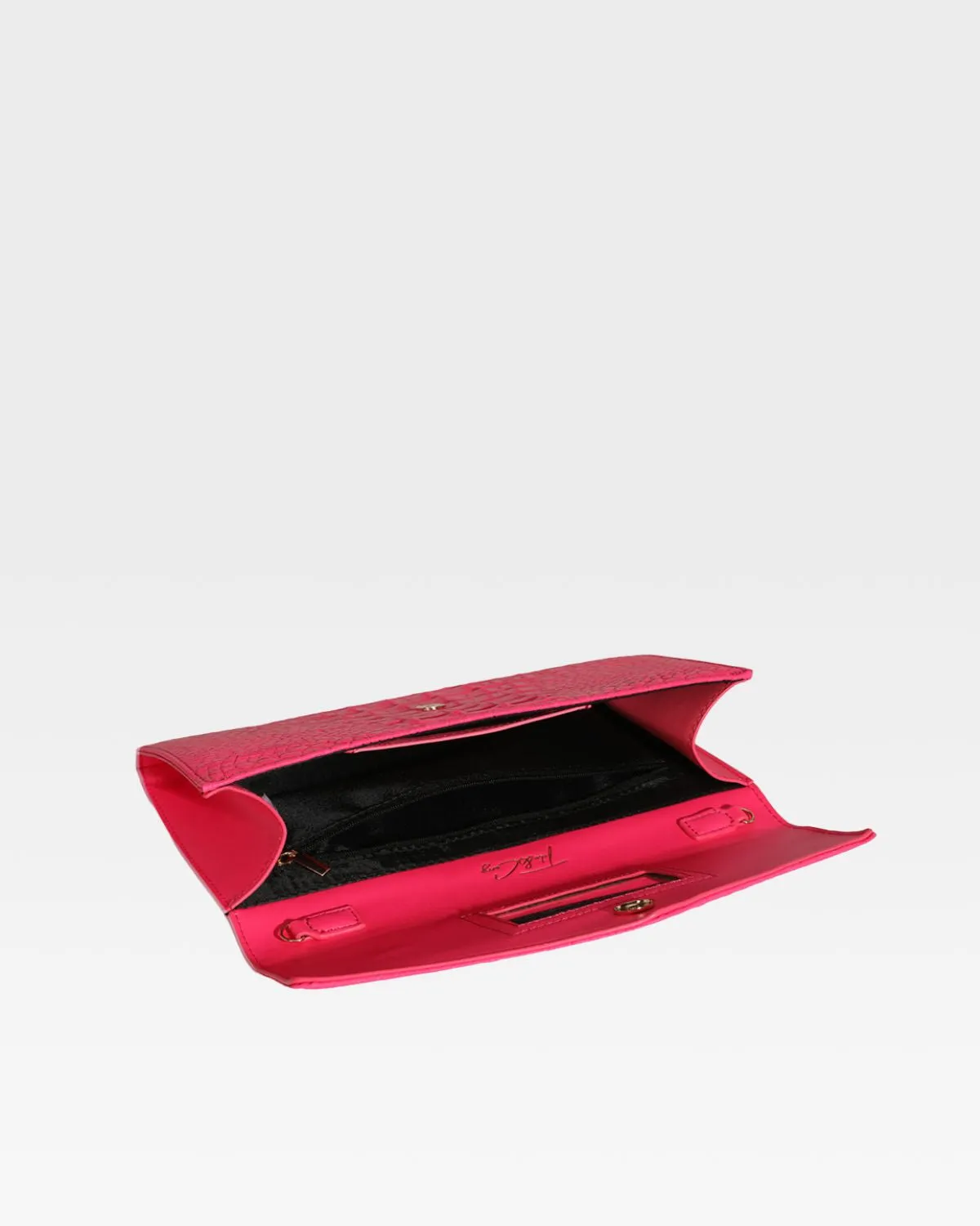 Neon Pink Apollo 2 Faux Crocodile Skin Clutch Shoulder Bag