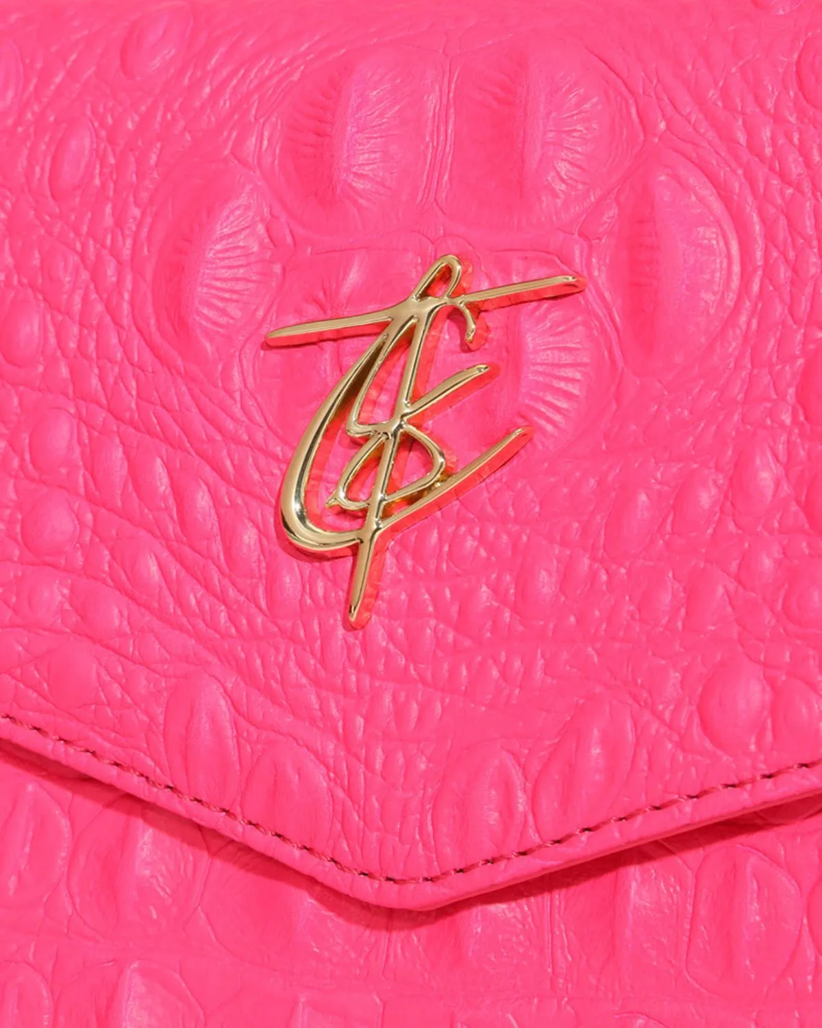 Neon Pink Apollo 2 Faux Crocodile Skin Clutch Shoulder Bag