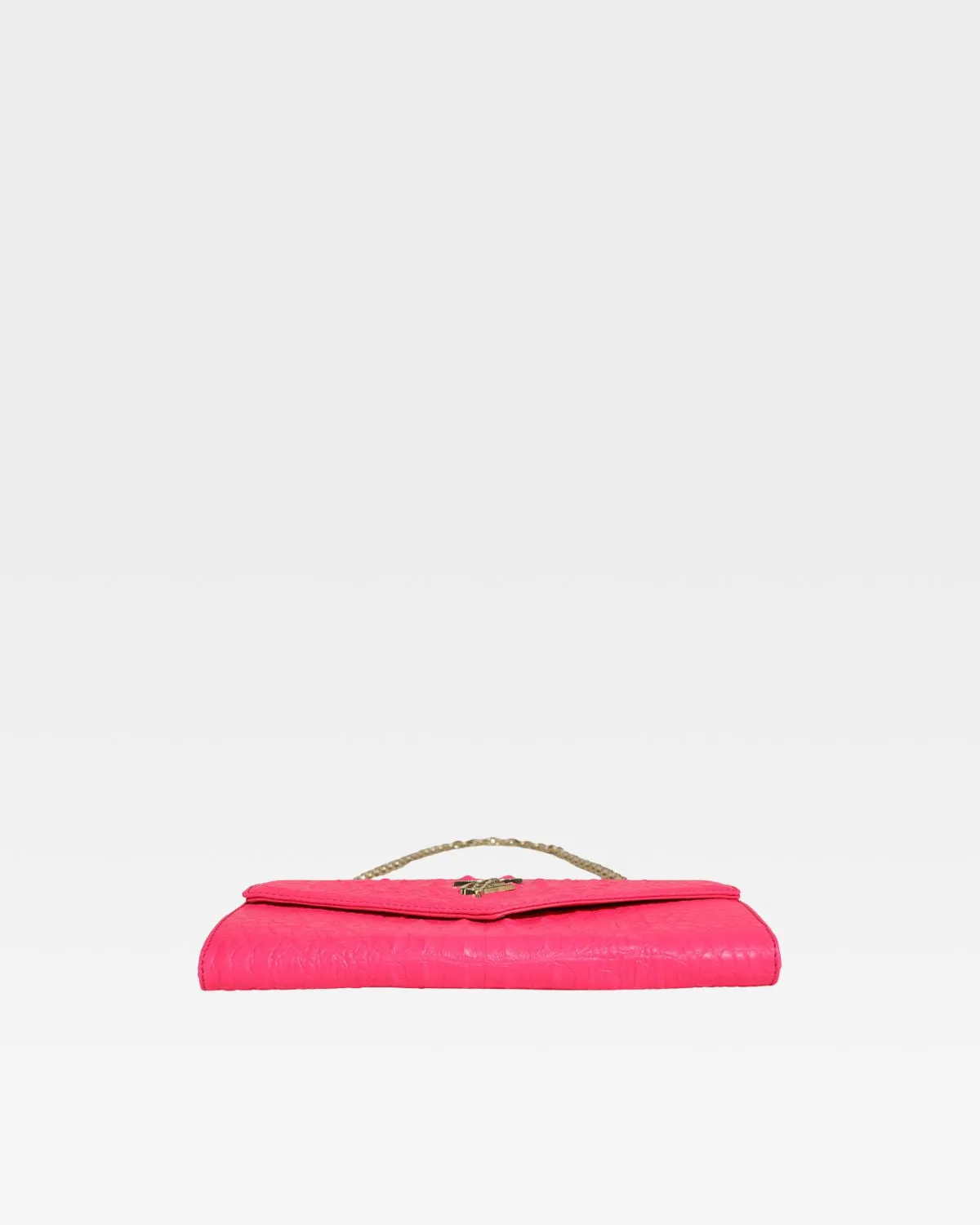 Neon Pink Apollo 2 Faux Crocodile Skin Clutch Shoulder Bag