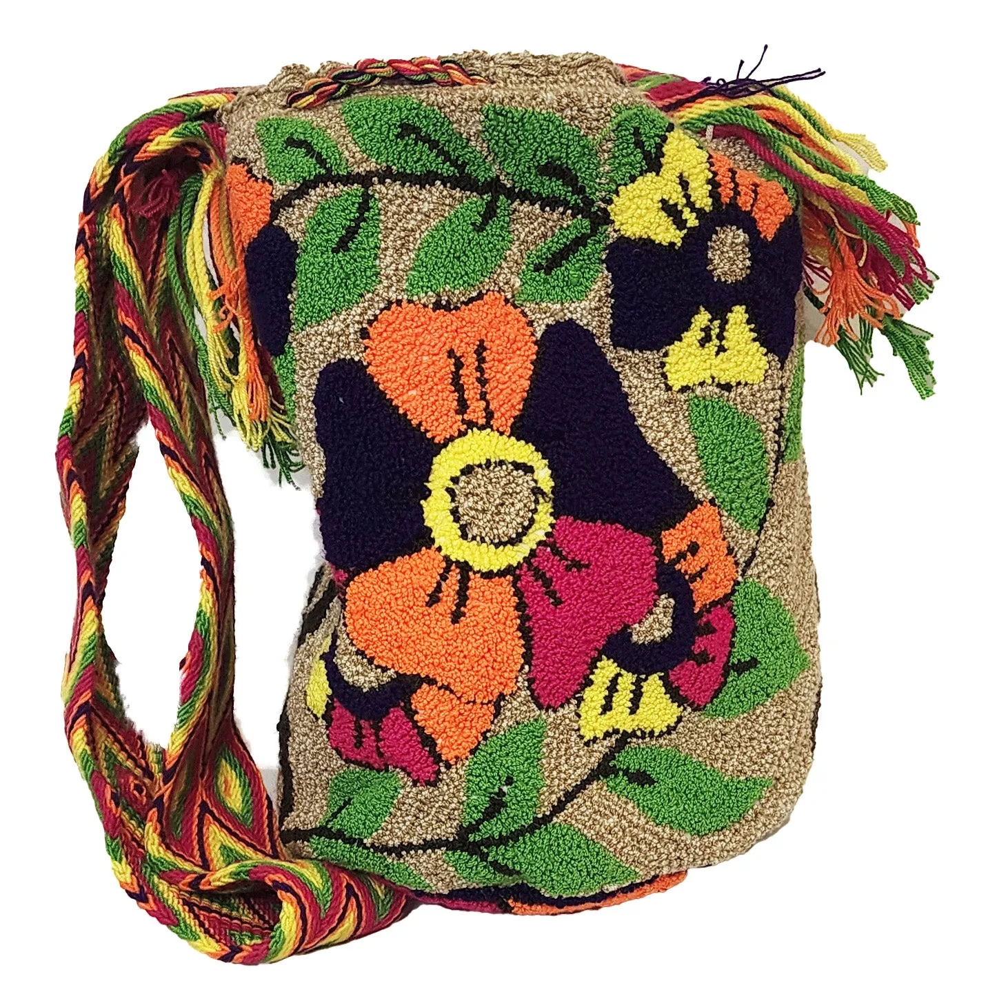 Noor Large Handmade Punch-needle Wayuu Mochila Bag