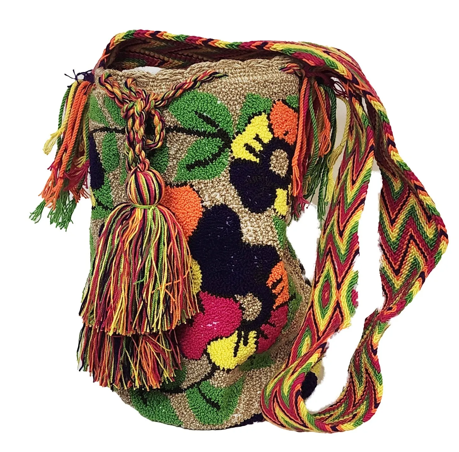 Noor Large Handmade Punch-needle Wayuu Mochila Bag