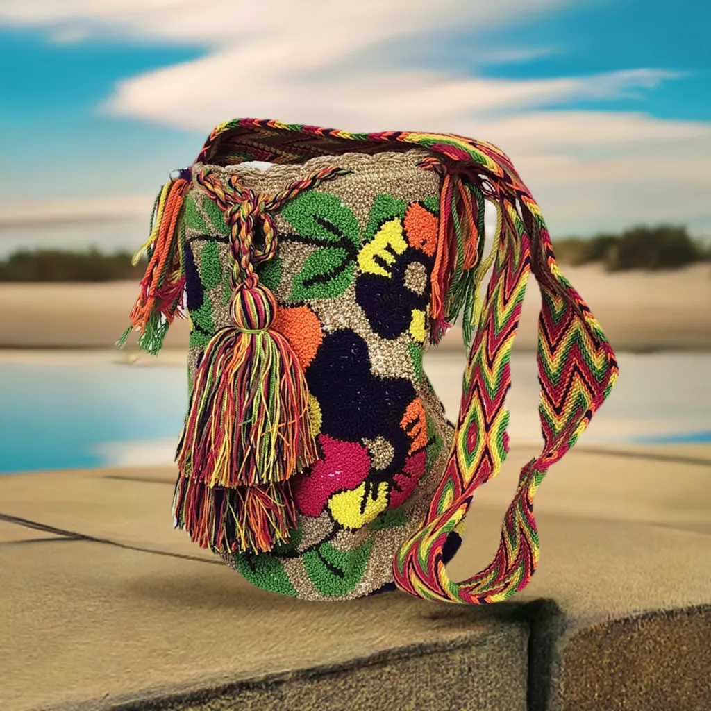 Noor Large Handmade Punch-needle Wayuu Mochila Bag