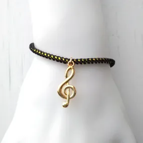 Olivia 2 G Clef Metallic Cord Slider Bracelet