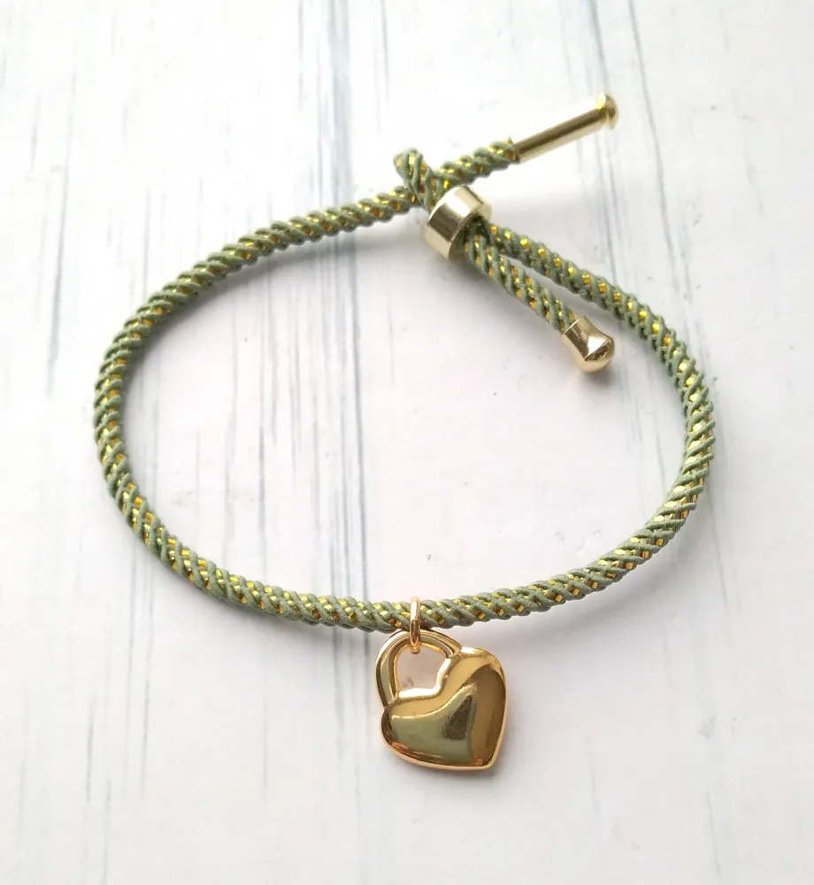 Olivia 2 Heart Metallic Cord Slider Bracelet