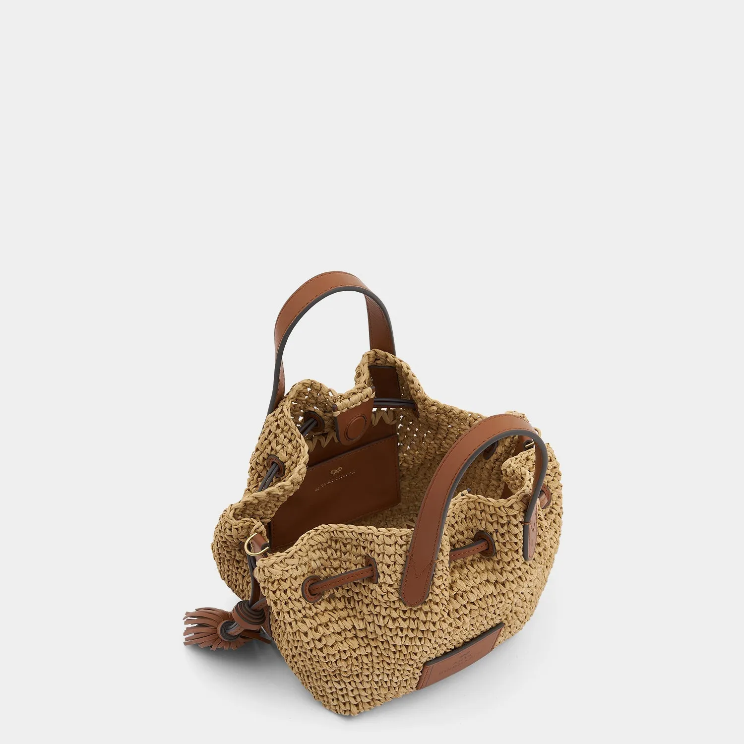 Raffia Drawstring Small Cross-body Tote