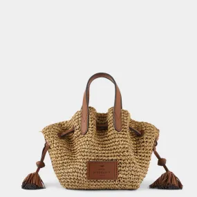 Raffia Drawstring Small Cross-body Tote