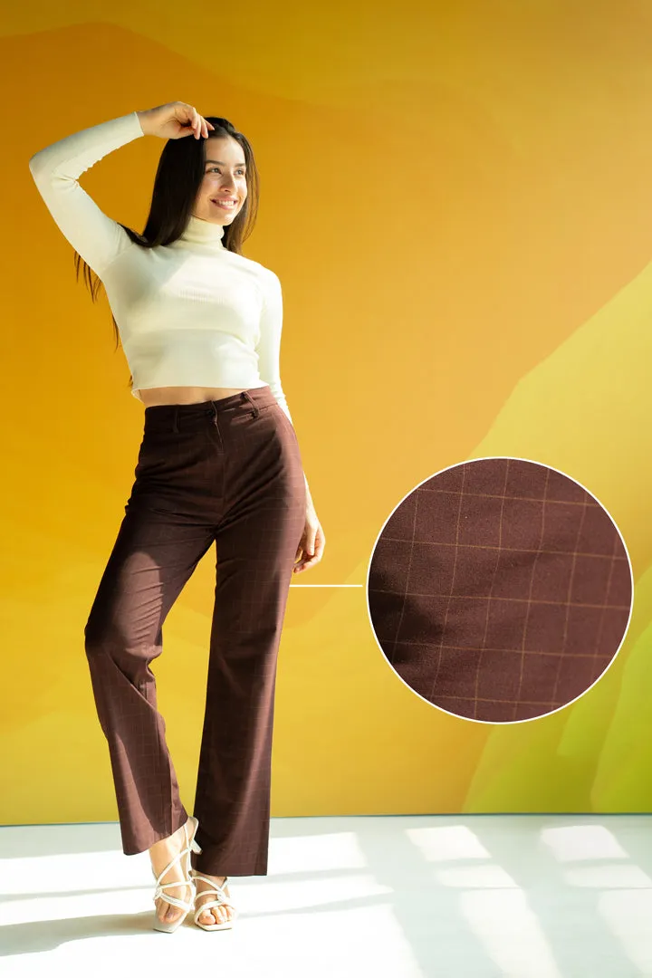 Sangria Wine Checks Women Formal Pants