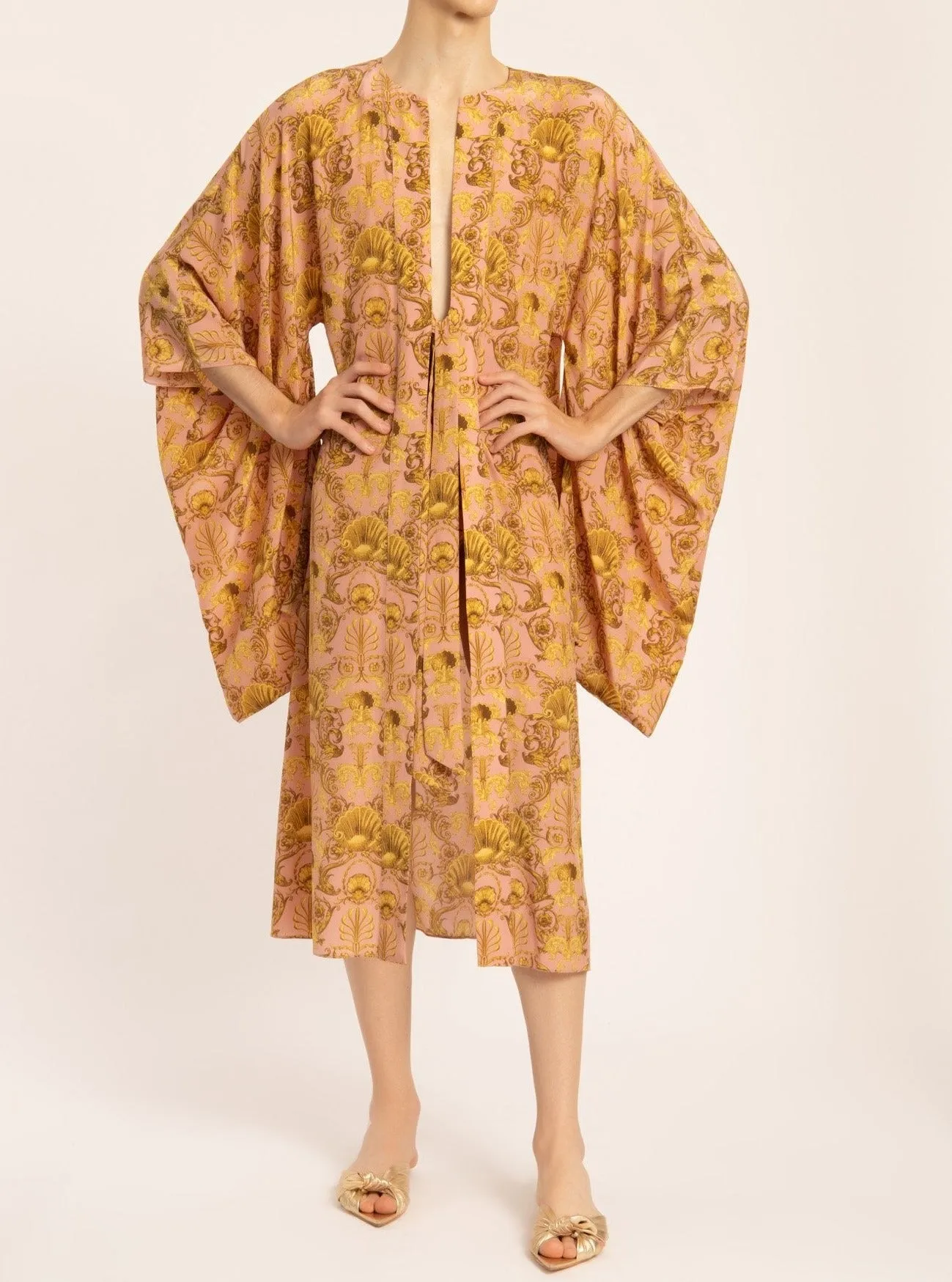 Seashell Midi Robe With Knot