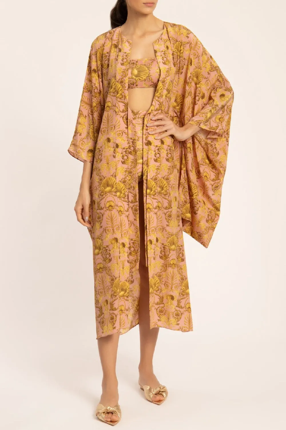 Seashell Midi Robe With Knot