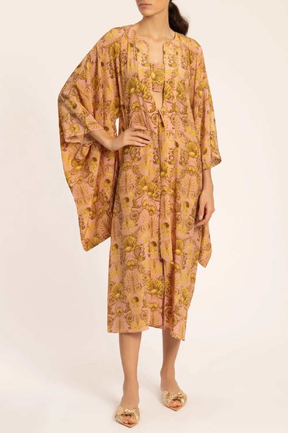 Seashell Midi Robe With Knot