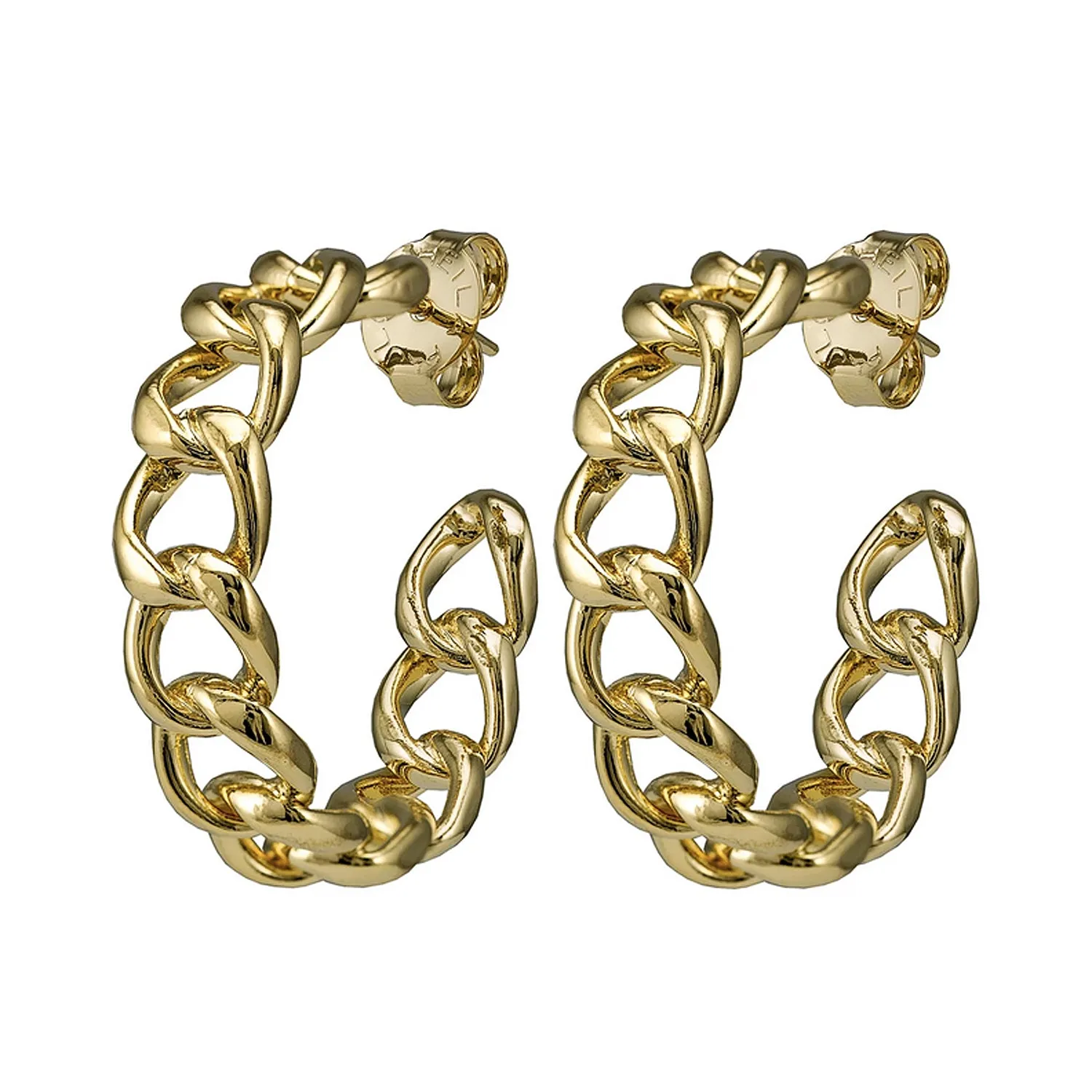 Sheila Fajl Petite Chain Hoop Earrings in Polished Gold Plated