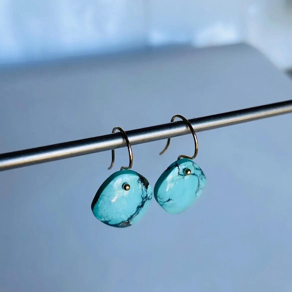 Soft sided turquoise earrings