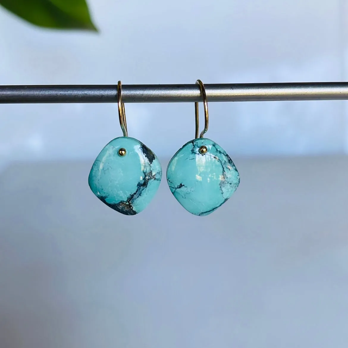 Soft sided turquoise earrings