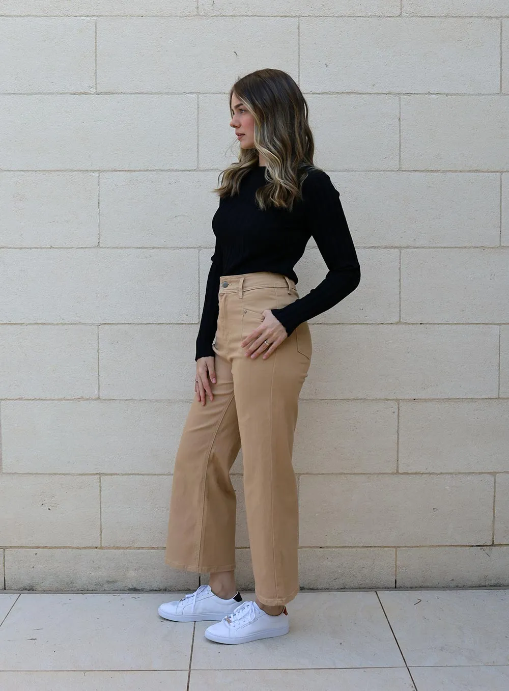 Stassy Wide Leg Pant-SAND