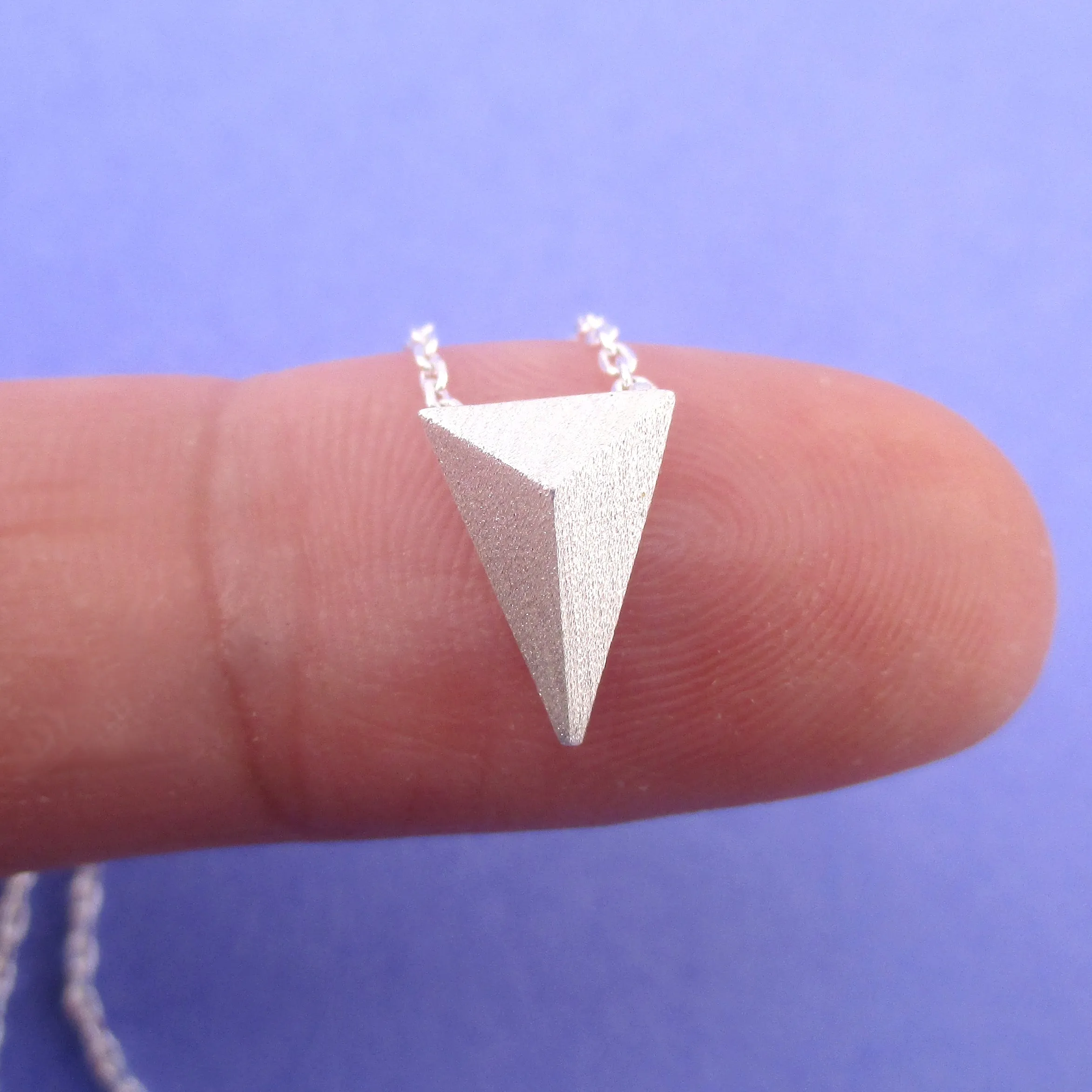 Tiny Minimal Geometric Isosceles Triangle Pendant Necklace