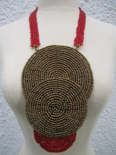 Triple bound clustered large beads Necklace 5