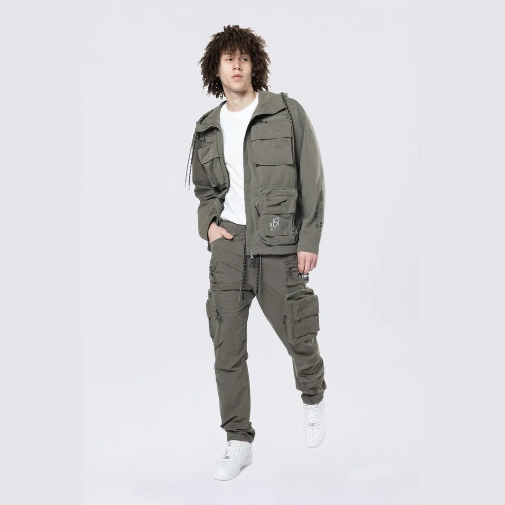 Utility Cargo Windbreaker Pants - Thyme