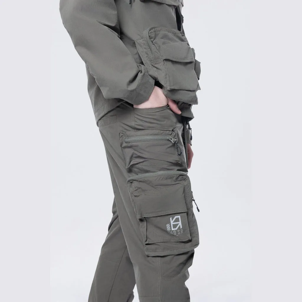 Utility Cargo Windbreaker Pants - Thyme