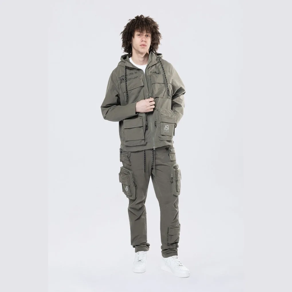 Utility Cargo Windbreaker Pants - Thyme