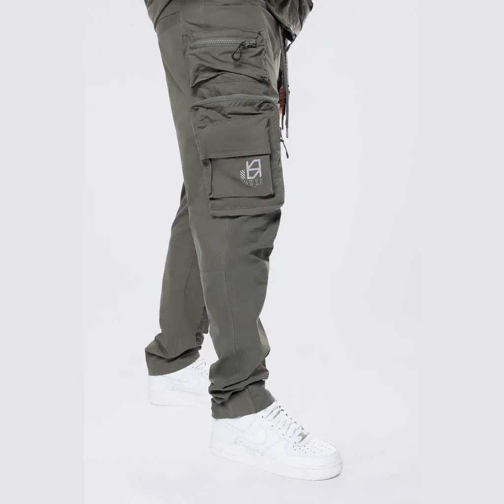 Utility Cargo Windbreaker Pants - Thyme