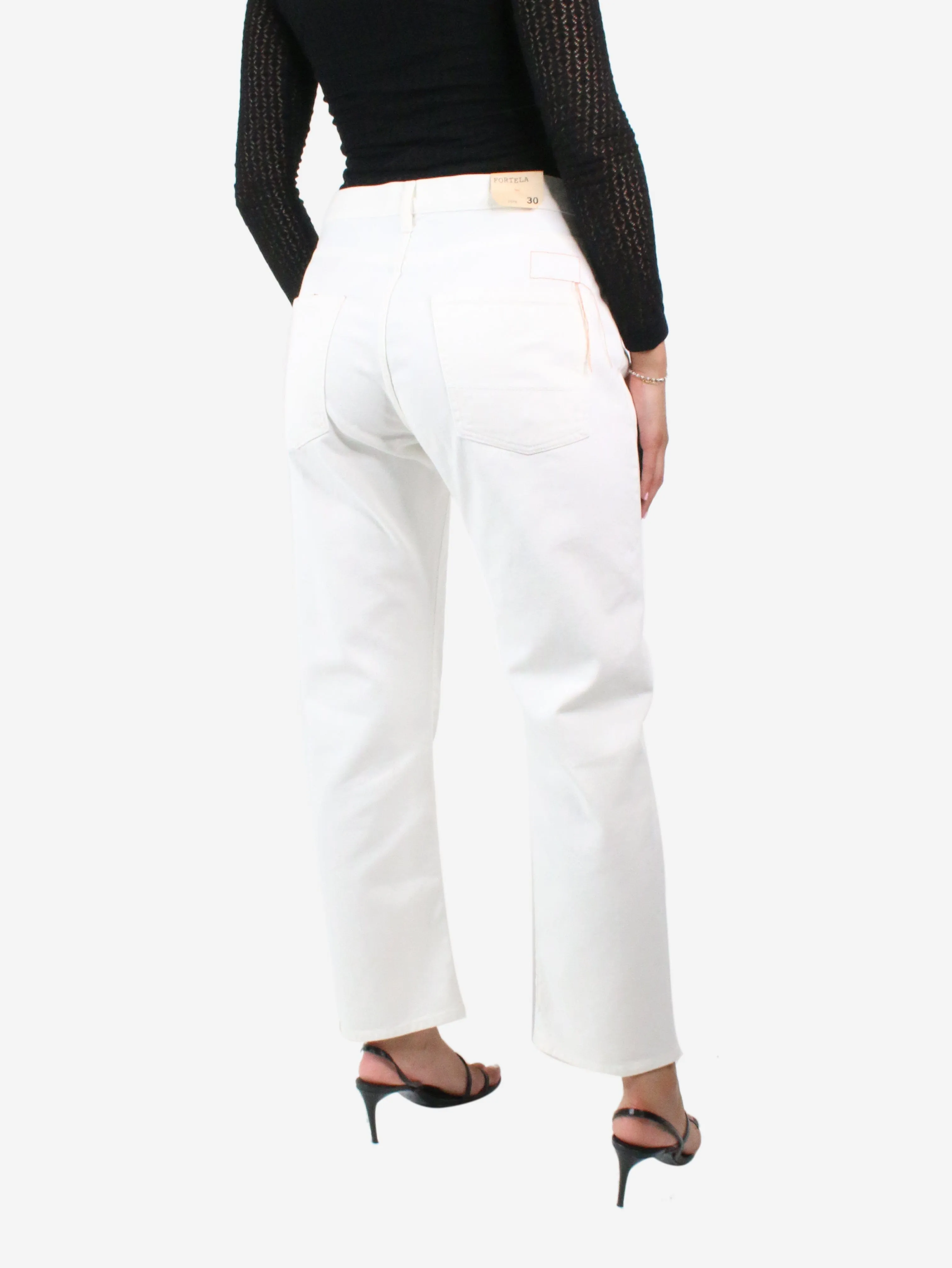 White straight-leg denim jeans - size W30