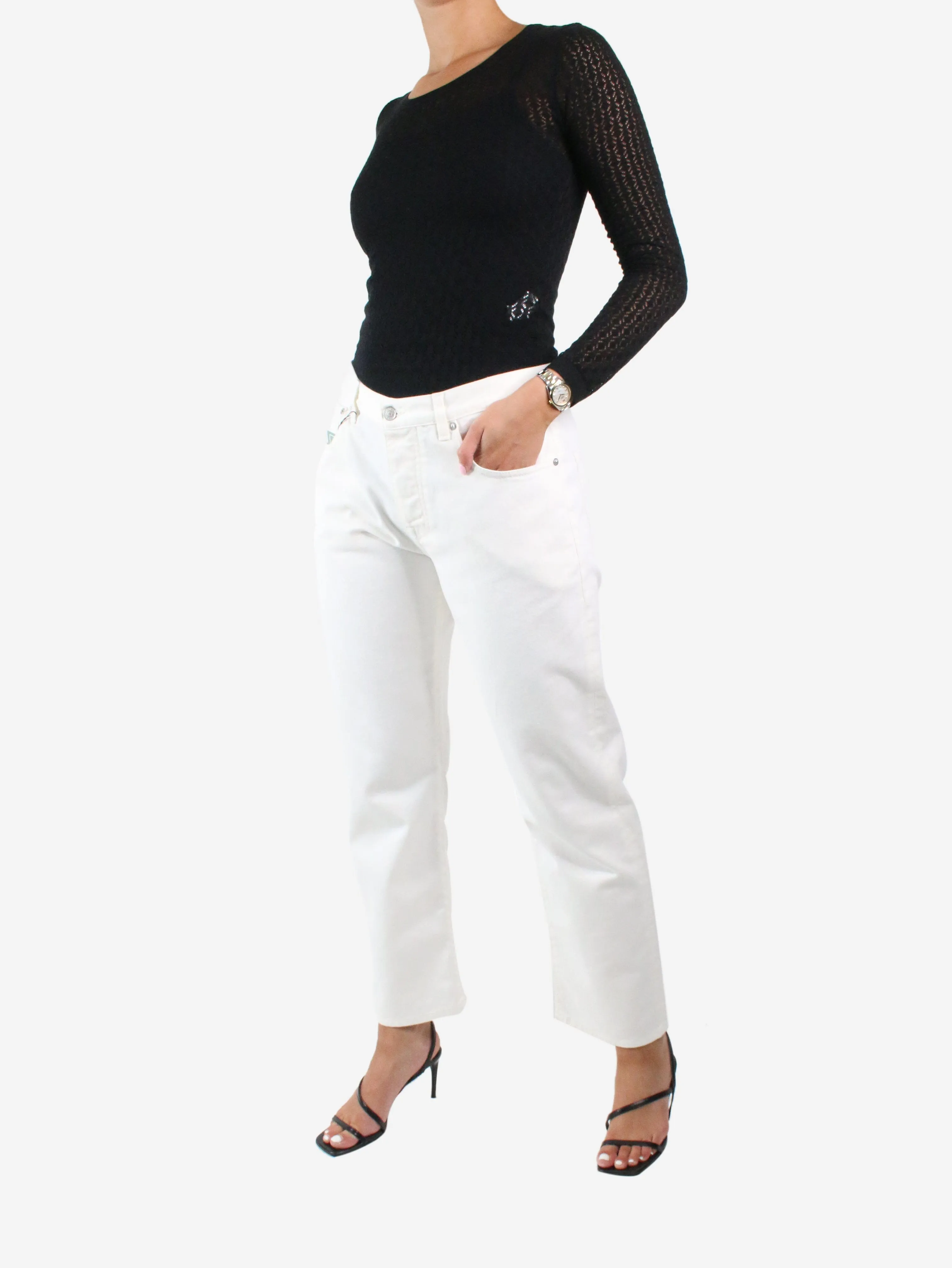 White straight-leg denim jeans - size W30