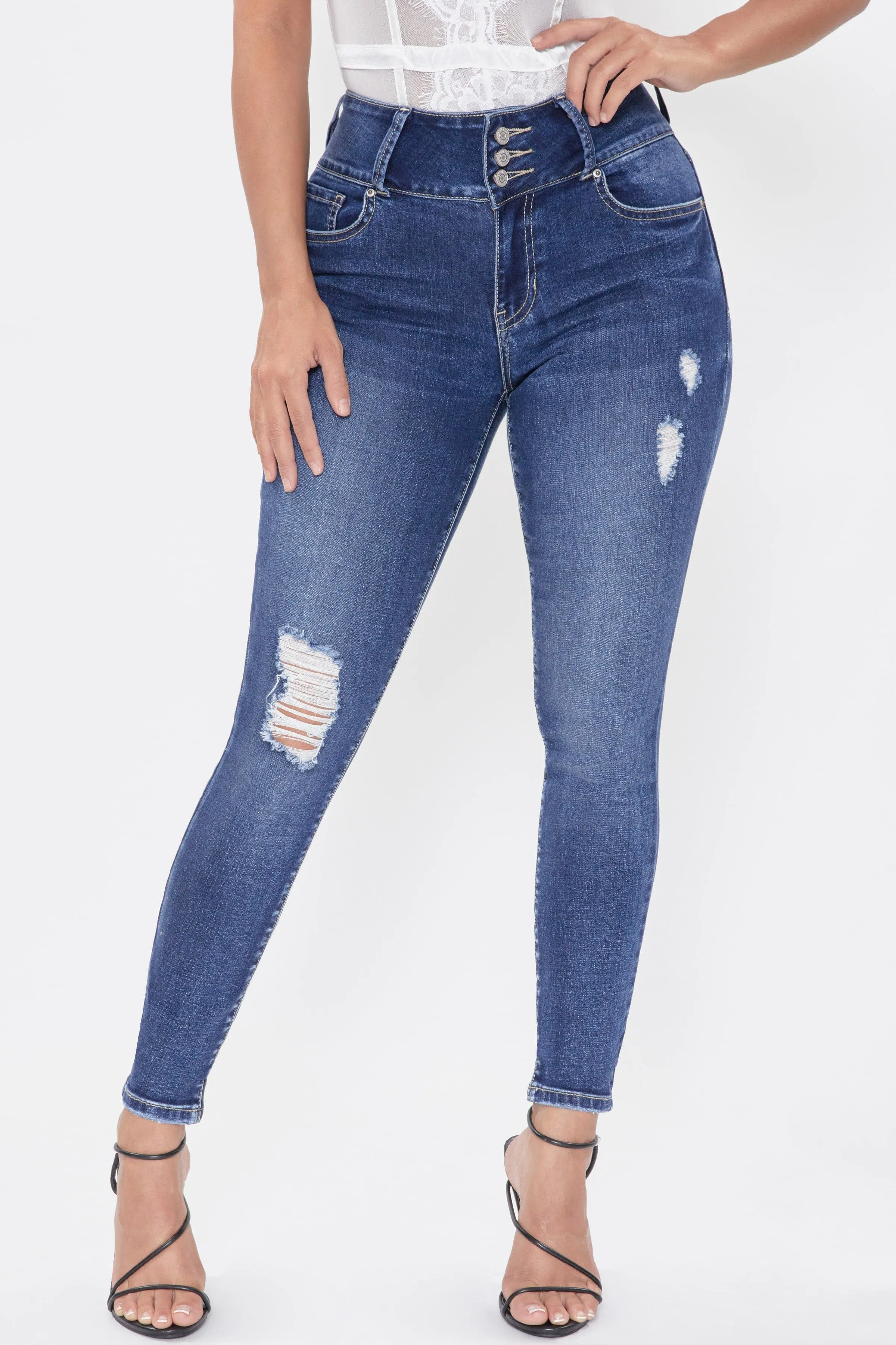 Women's Essential 3 Button Skinny Jeans