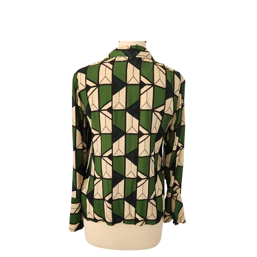 ZARA Green Printed Collared Shirt | Pre Loved |